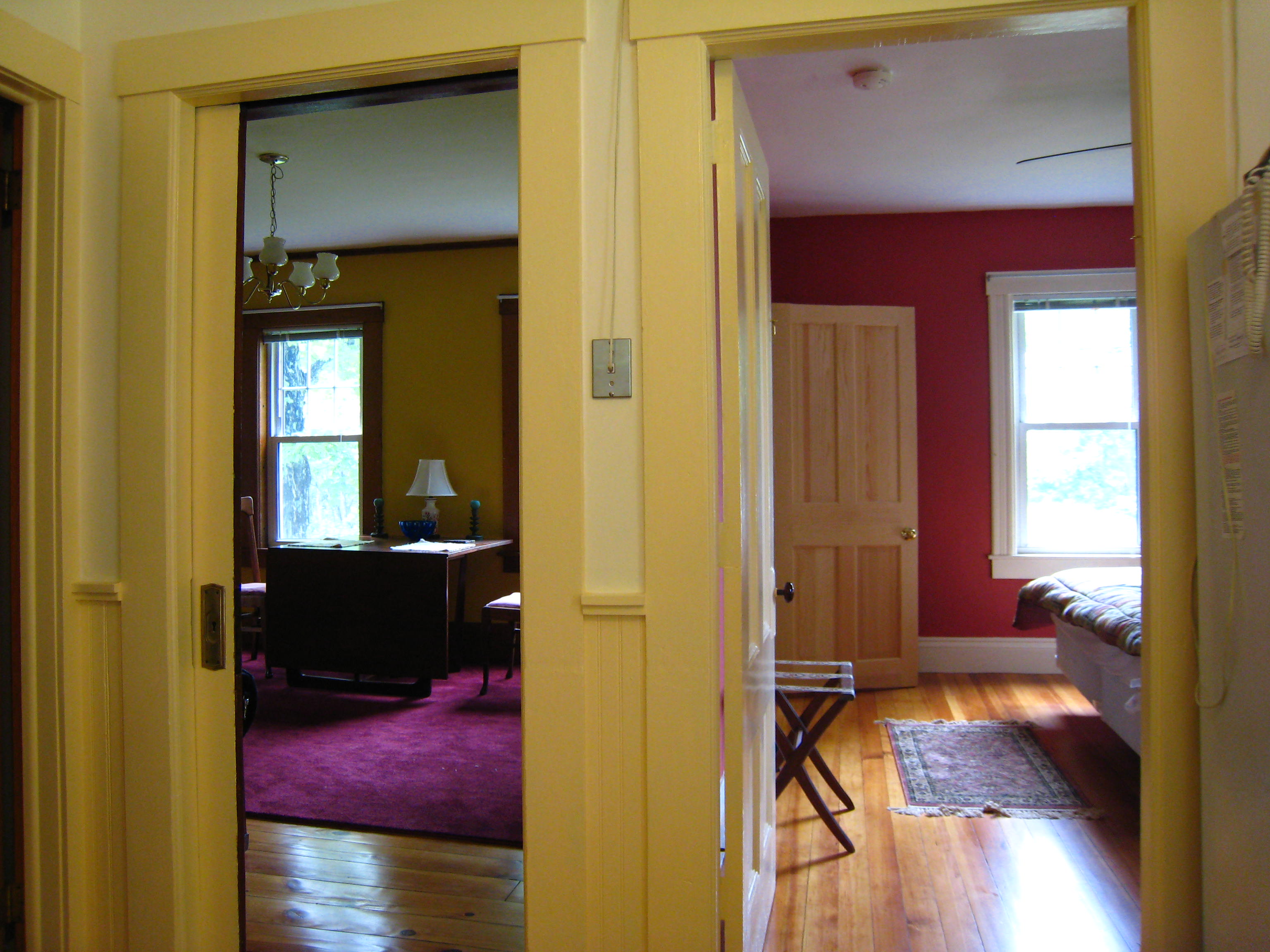 View of bedroom and dining room